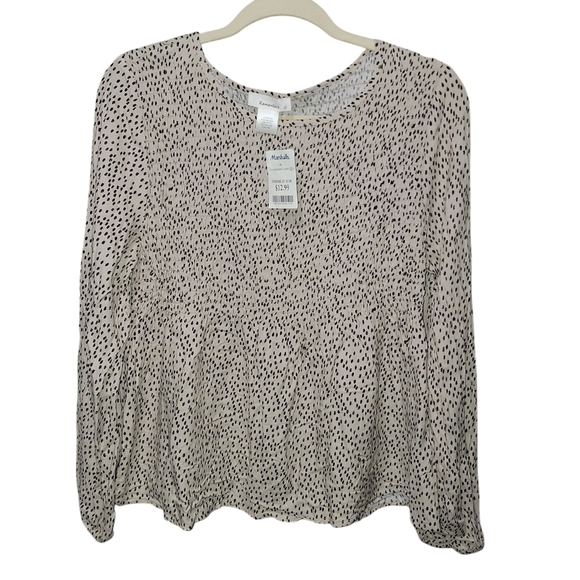 Urban Romantics size large stretchy long sleeve tan & black top flowy top NWT! - Picture 1 of 10